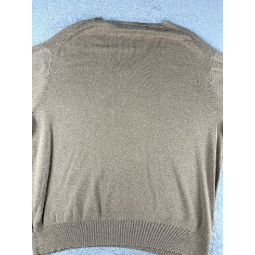 Polo Ralph Lauren V-Neck Sweater Mens XXL Tan Camel 100% Pima Cotton Pony Logo
